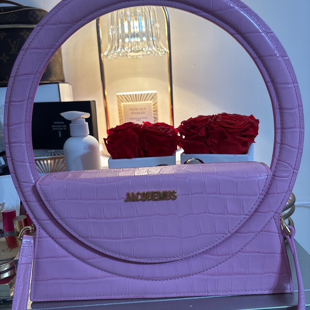 Pre-Loved Jacquemus Crocodile Embossed Calfskin Le Sac Rond Bag